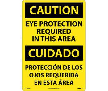 Caution: Eye Protection Required In This Area (Bilingual) - 20X14 - Rigid Plastic - ESC26RC