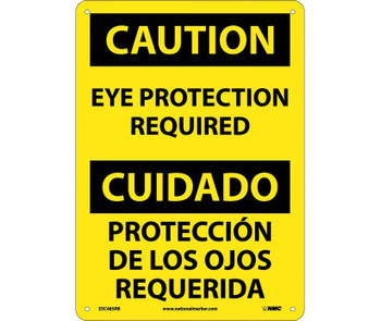 Caution: Eye Protection Required Bilingual - 14X10 - Rigid Plastic - ESC485RB