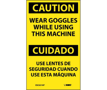 Caution Wear Goggles While Using This Machine Bilingual 5X3 Ps Vinyl 5/Pk