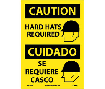 Caution: Hard Hats Required (Graphic) - Bilingual - 14X10 - PS Vinyl - ESC716PB