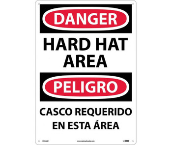 Danger: Hard Hat Area (Bilingual) - 20X14 - Rigid Plastic - ESD46RC