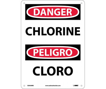 Danger: Chlorine - Bilingual - 14X10 - Rigid Plastic - ESD658RB