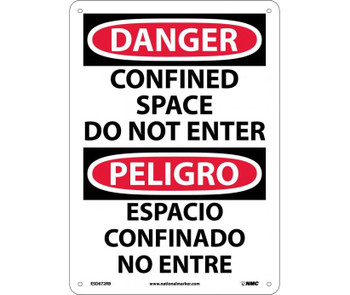 Danger: Confined Space Do Not Enter - Bilingual - 14X10 - Rigid Plastic - ESD672RB