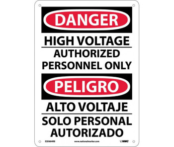 Danger: High Voltage Authorized Personnel Only - Bilingual - 14X10 - Rigid Plastic - ESD684RB