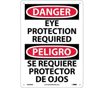 Danger: Eye Protection Required - Bilingual - 14X10 - Rigid Plastic - ESD688RB