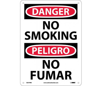 Danger: No Smoking (Bilingual) - 14X10 - Rigid Plastic - ESD79RB