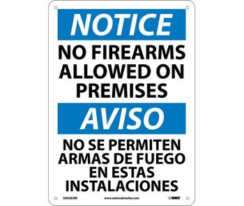 Notice: No Firearms Allowed On Premises - Bilingual - 14X10 - Rigid Plastic - ESN382RB