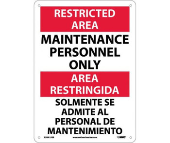 Restricted Area Maintenance Personnel Only Bilingual 14X10 Rigid Plastic Restricted Area Maintenance Personnel Only Bilingual 14X10 Rigid Plastic