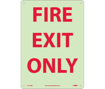 Fire - Fire Exit Only - 14X10 - Rigid Plasticglow - GL139RB