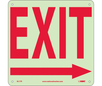 Exit (With Right Arrow) - 10X10 - Glow Rigid - GL17R