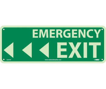 Emergency Exit (W/ Left Arrow) - 5X14 - Glow Rigid - GL301R