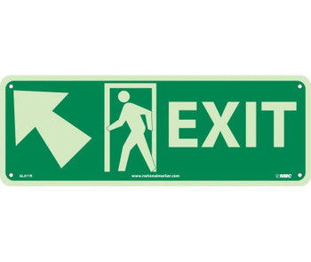 Exit (W/ Door And Left Up Arrow) - 5X14 - Glow Rigid - GL311R