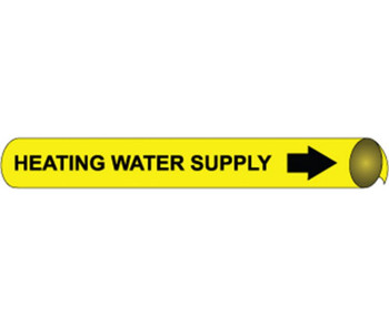 Pipemarker Strap-On - Heating Water Supply B/Y - Fits Over 10" Pipe - H4056