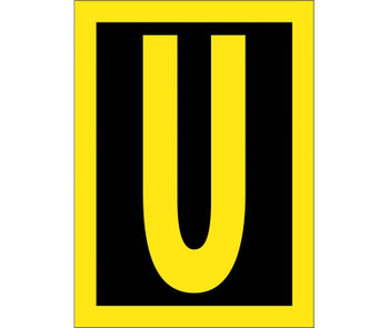Letter - U - 1.5 High Visibility Yellow Black - PS Vinyl - HIL15U