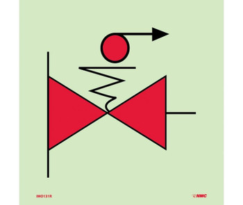 Imo - Symbol - Remote Controlled Fuel-Lubricating Oil Valves - 6X6 - Glow Rigid Laminated - IMO131R