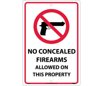 No Concealed Firearms Allowed On This Property - 18X12 - Rigid Plastic - M451R