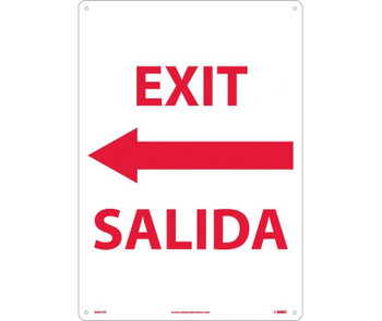 Exit Left Arrow Bilingual - 20X14 - Rigid Plastic - M697RC