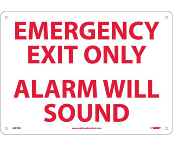 Emergency Exit Only Alarm Will Sound - 10X14 - Rigid Plastic - M85RB