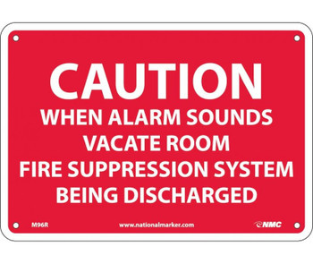 Caution When Alarm Sounds Vacate Room.. - 7X10 - Rigid Plastic - M96R