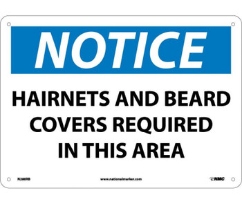 Notice Hairnets And Beard Covers Required In This Area 10X14 Rigid Plastic