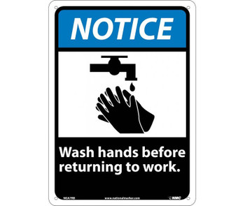 Notice: Wash Hands Before Returning To Work (W/Graphic) - 14X10 - Rigid Plastic - NGA7RB