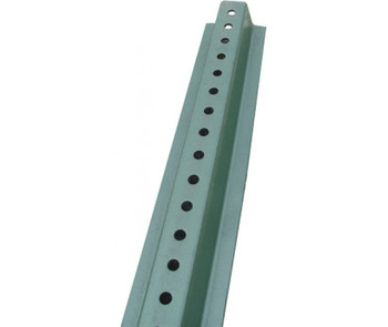 Sign Post - Steel - Green - 4 Ft. 2# Baked Green Enamel - Punched With 3/8 Dia. Holes 1 In. On Center Full Length - P4GR