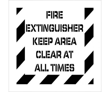 Stencil - Fire Extinguisher Keep Area Clear At All Times - 24X24 - .060 Polyethylene - PMS233