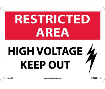 Restricted Area - High Voltage Keep Out - Graphic - 10X14 - Rigid Plastic - RA12RB
