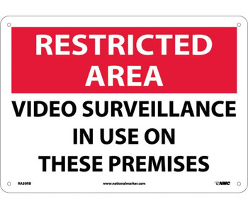 Restricted Area - Video Surveillance In Use On These Premises - 10X14 - Rigid Plastic - RA30RB