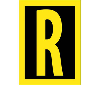 Letter - R - 1.5 Reflective Yellow Black - PS Vinyl - RL15R