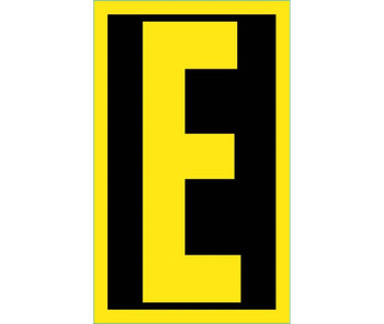 Letter - E - 2.5 Reflective Yellow Black - PS Vinyl - RL25E