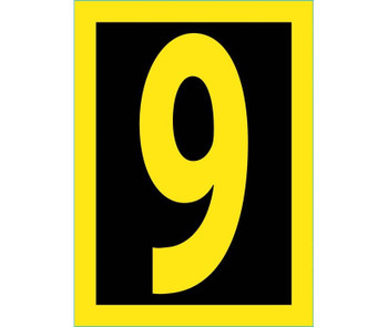 Number - 9 - 1.5 Reflective Yellow Black - PS Vinyl - RN159