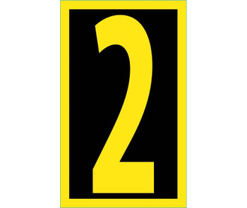 Number - 2 - 2.5 Reflective Yellow Black - PS Vinyl - RN252