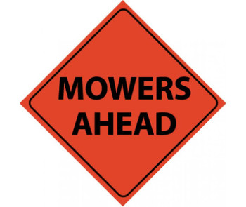 Traffic - Mowers Ahead - 48X48 - Roll Up Sign - Reflective Vinyl Material - RUR5