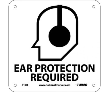 Ear Protection Required (W/ Graphic) 7X7 Rigid Plastic