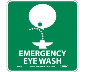 Emergency Eye Wash (W/ Graphic) - 7X7 - Rigid Plastic - S50R
