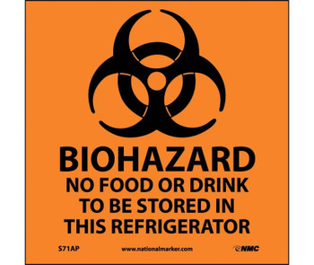 Biohazard No Food Or Drink (Graphic) - 4X4 - PS Vinyl - Pack of 5 - S71AP