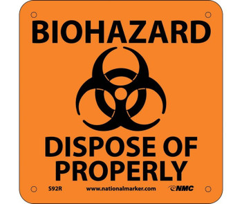 Biohazard Dispose Of Properly (W/ Graphic) 7X7 Rigid Plastic