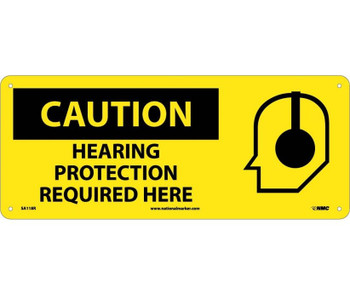 Caution: Hearing Protection Required Here (W/Graphic) - 7X17 - Rigid Plastic - SA118R