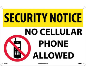 Security Notice: No Cellular Phones Allowed - Graphic - 14X20 - Rigid Plastic - SN22RC