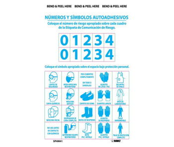 Right To Know Labels - Personal Protection Numbers & Symbols (Bilingual) - PS Vinyl - 10/Pk - SPHM41