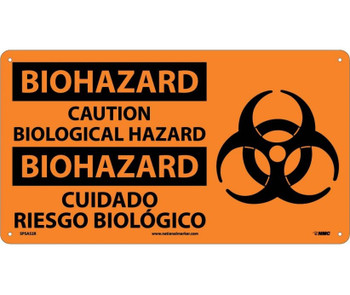 Biohazard Caution Biological Hazard (Bilingual W/Graphic) 10X18 Rigid Plastic