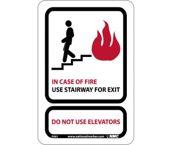 In Case Of Fire Use Stairway For Exit - 9X6 - .125 Acrylic - SV61
