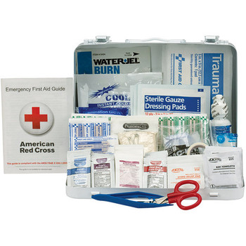 25-Person ANSI A+ Weatherproof First Aid Kit, Metal, 9 1/2"L x 6 1/2"H x 3"W, 1/Each - 90561