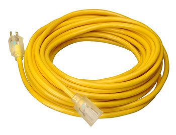 100 ft. Yellow 10/3 Vinyl Outdoor Extension Cord with Lighted End