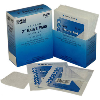 Sterile Gauze Pads (Unitized Refill), 2" x 2", 10/Box - 3100