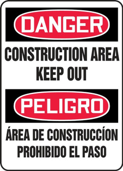 Bilingual Contractor Preferred OSHA Danger Corrugated Plastic Sign: Construction Area Keep Out 18" x 24" Lite Corrugated Plastic 1/Each - ECRT012CC