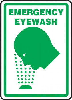 Contractor Preferred Safety Sign: Emergency Eyewash (Graphic) 10" x 7" Adhesive Vinyl (3.5 mil) 1/Each - EFSD424CS