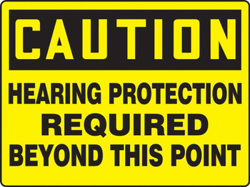 Contractor Preferred OSHA Caution Safety Sign: Hearing Protection Required Beyond This Point 7" x 10" Aluminum SA 1/Each - EPPE745CA