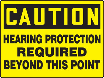 Contractor Preferred OSHA Caution Safety Sign: Hearing Protection Required Beyond This Point 7" x 10" Adhesive Vinyl (3.5 mil) 1/Each - EPPE745CS